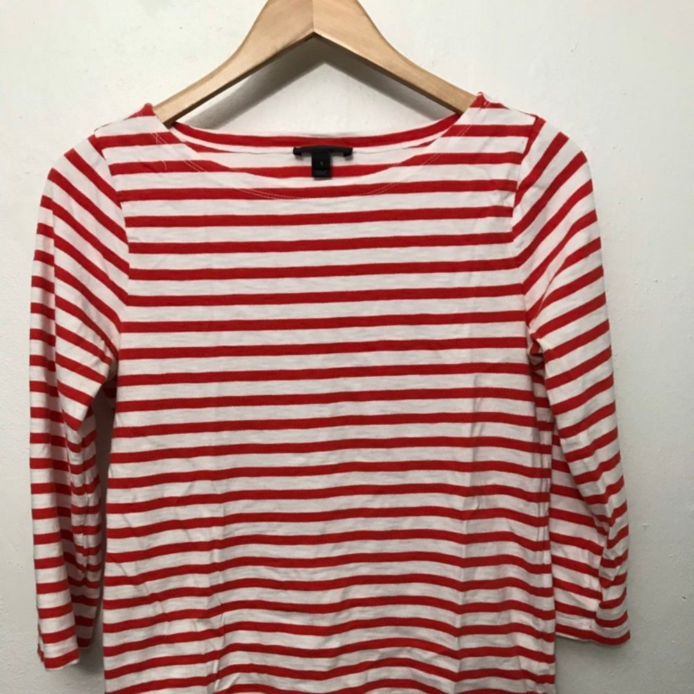 J. Crew 3/4 Sleeve Sailor Tee in Red Stripe